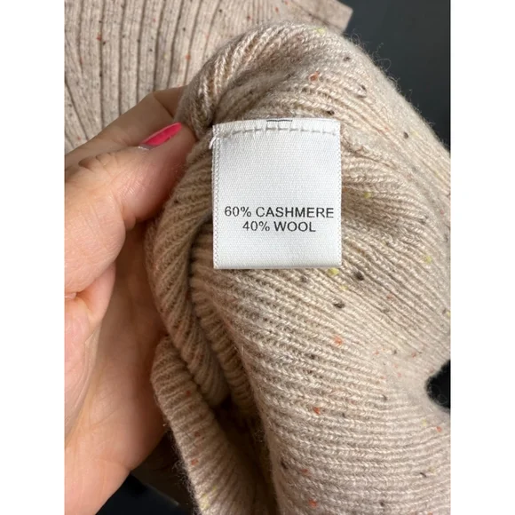 Women's Anthropologie Quinn Sweater M Beige Multi Wool Cashmere Cold Shoulder - Picture 3 of 4